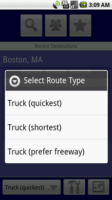 SmartTruckRoute Select Truck Route Type)